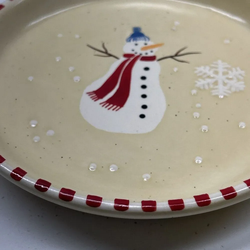 7” Diameter Snowman - Snowflake Plate -‎ VGC - Christmas